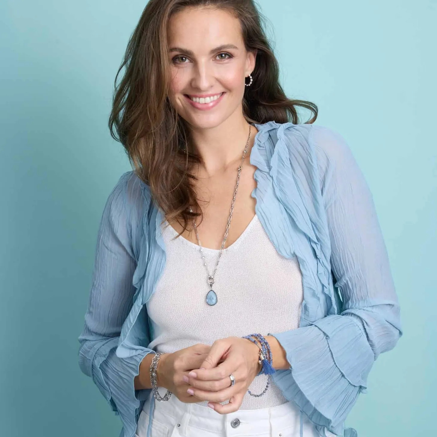 Halskette DONNA 80 cm blau Sommer