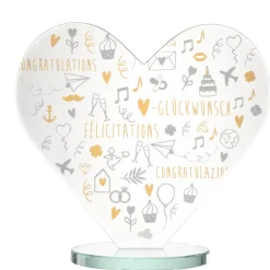 Herzobjekt EMOZIONE 19 cm Glückwunsch