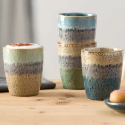 Keramikbecher MATERA 300 ml grün/anthrazit/beige 4er-Set