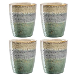 Keramikbecher MATERA 300 ml beige/anthrazit/grün 4er-Set