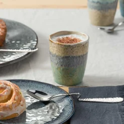 Keramikbecher MATERA 300 ml beige/anthrazit/grün 4er-Set