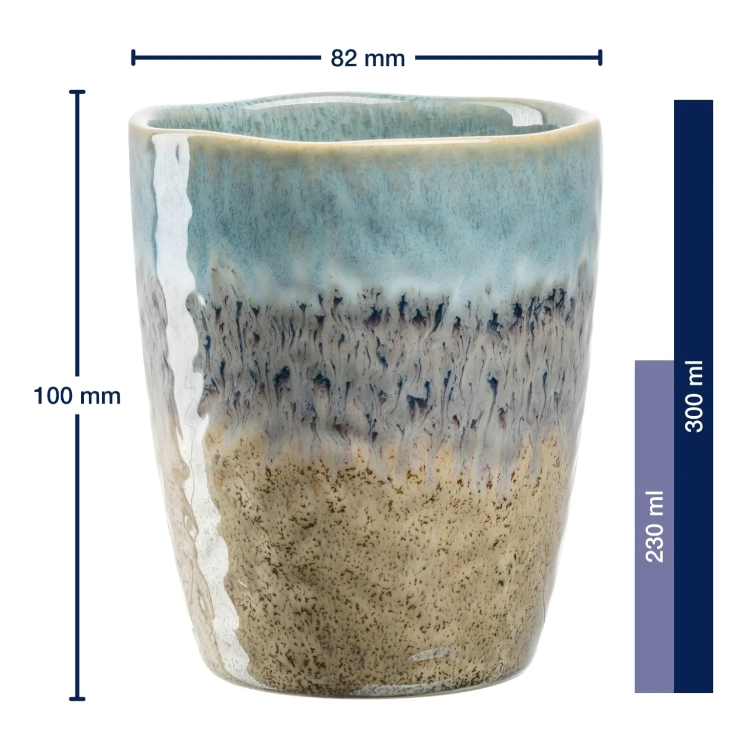 Keramikbecher MATERA 300ml blau/anthrazit/beige 4er-Set