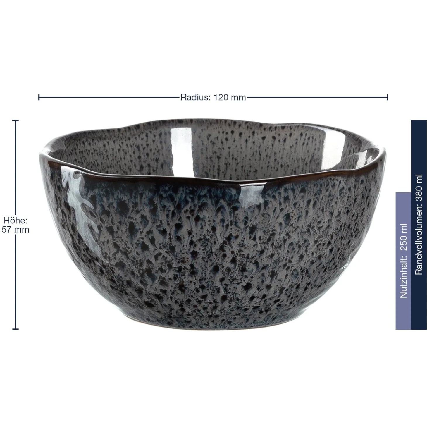 Keramikschale MATERA 12 cm anthrazit 6er-Set