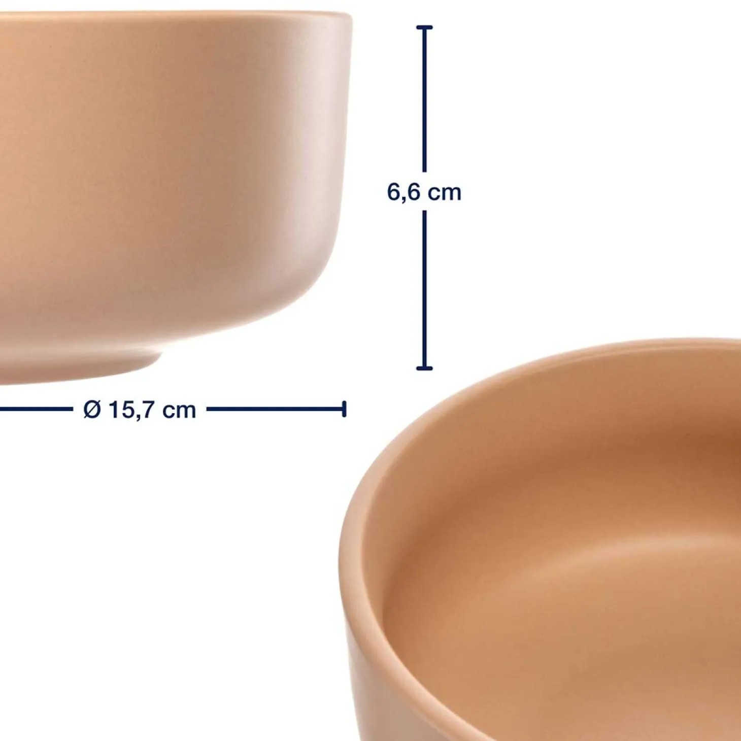 Keramikschale ROMA 16 cm apricot 6er-Set