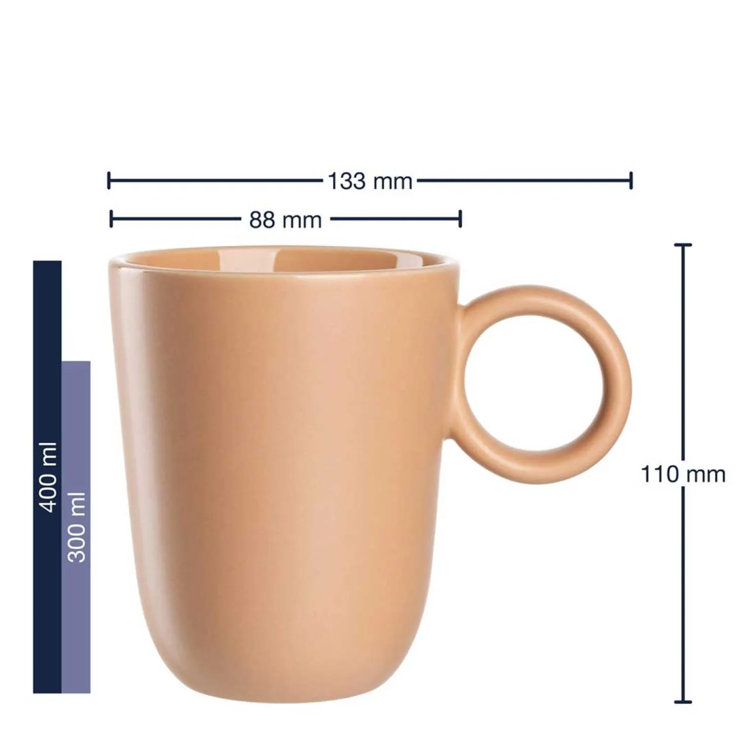 Keramiktasse ROMA 400 ml apricot 6er-Set