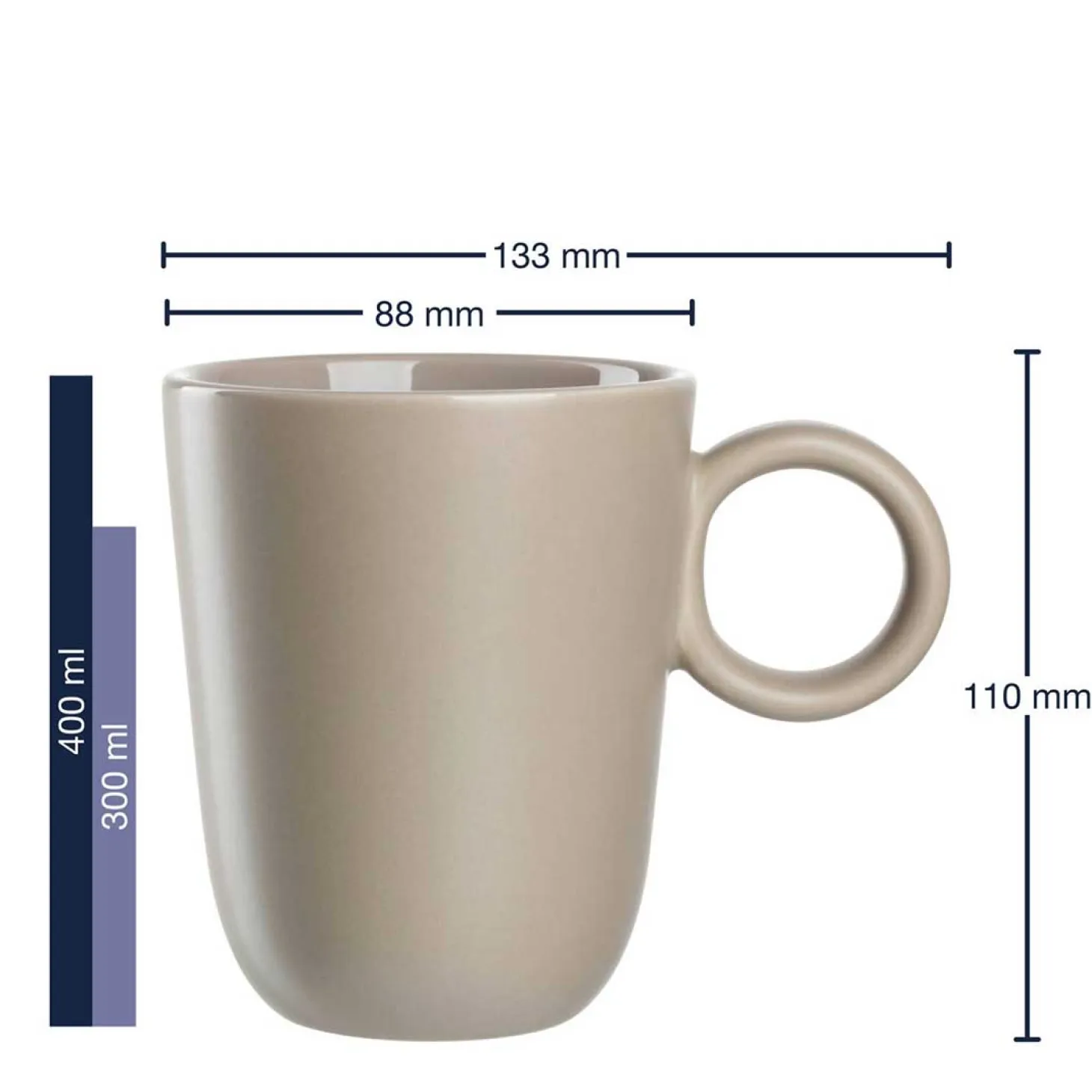 Keramiktasse ROMA 400 ml beige 6er-Set