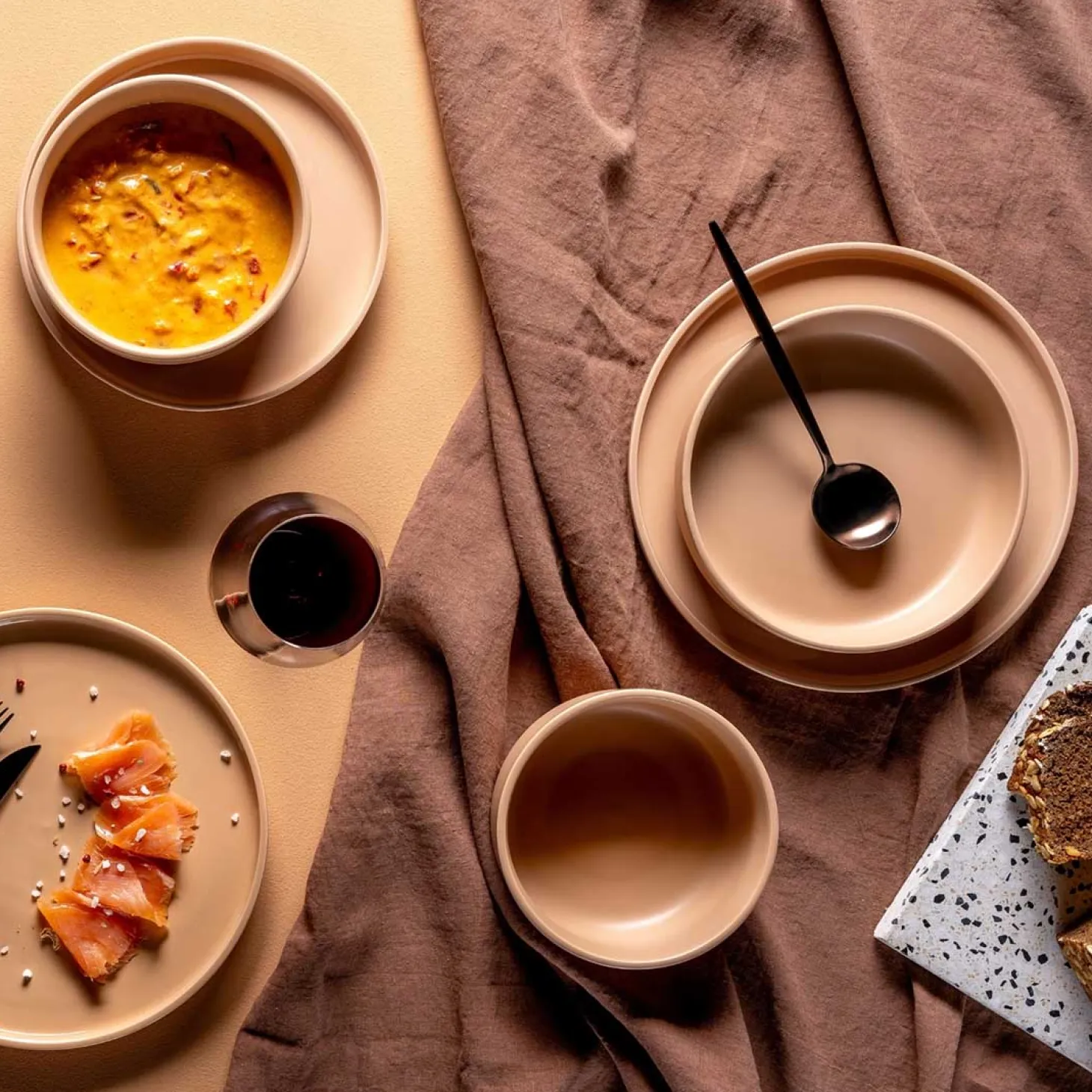 Keramikteller ROMA 20 cm apricot tief 6er-Set