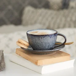 Keramikuntertasse MATERA 15 cm anthrazit 4er-Set