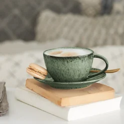 Keramikuntertasse MATERA 15 cm grün 4er-Set