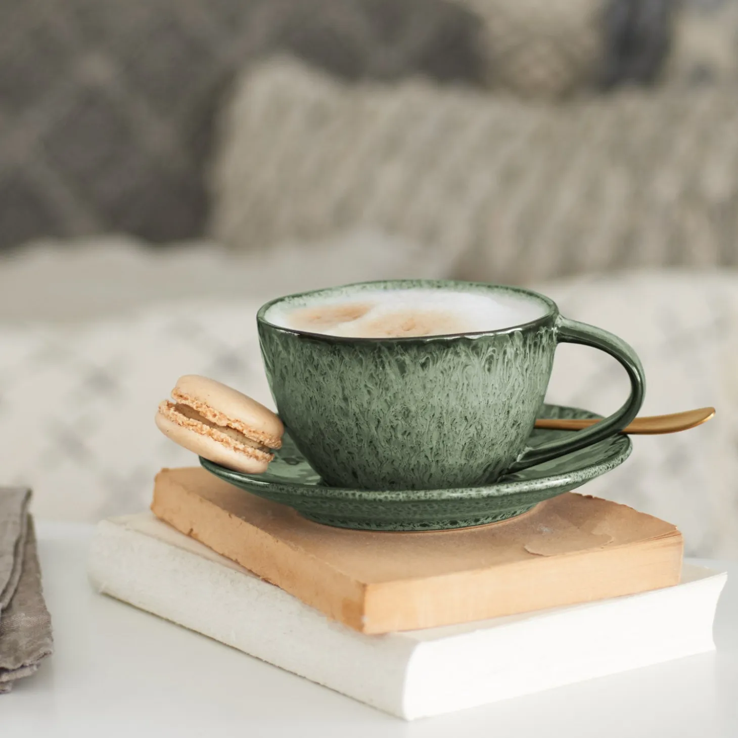 Keramikuntertasse MATERA 15 cm grün 4er-Set