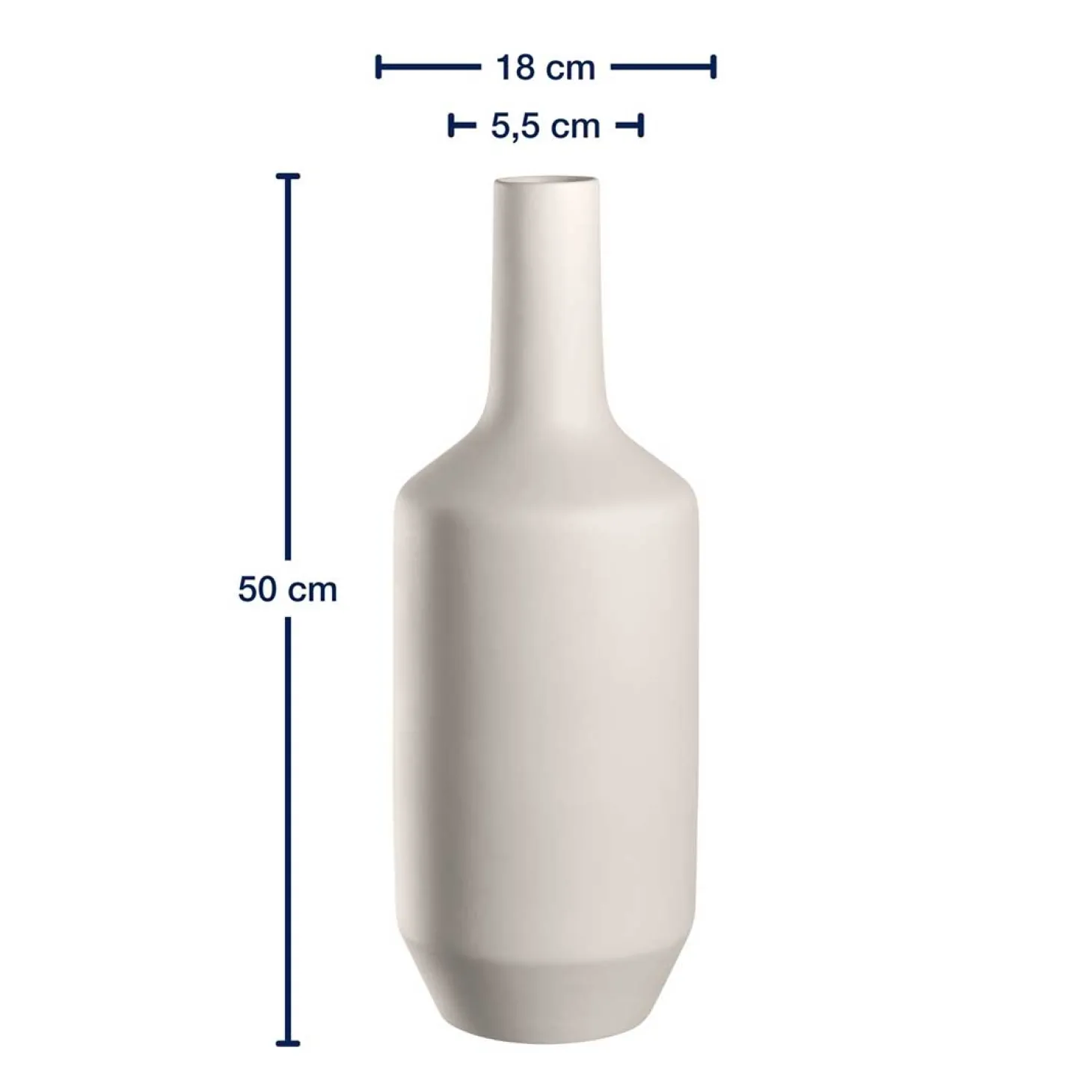 Keramikvase MILANO 50 cm creme