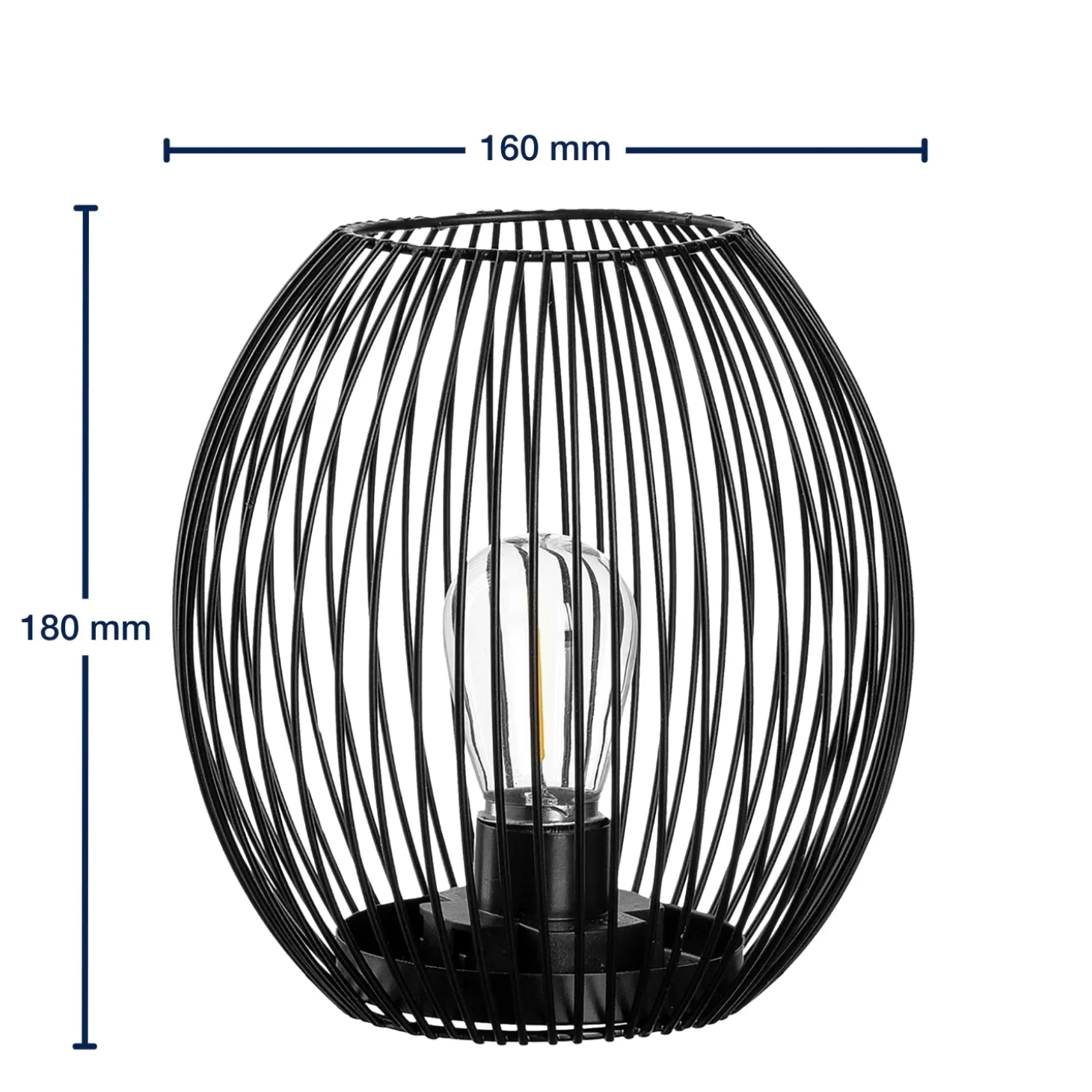 Laterne mit LED CASOLARE 18 cm schwarz