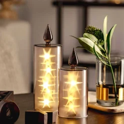 LED Kerze CAPANNA 27 cm grau