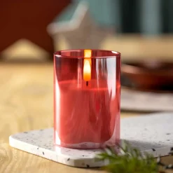 LED Kerze rot 10x8cm AUTENTICO