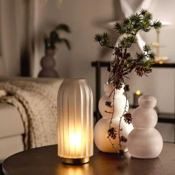 LED Lampe SILENZIO 28 cm grau satiniert