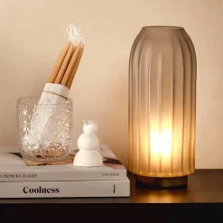 LED Lampe SILENZIO 28 cm grau satiniert