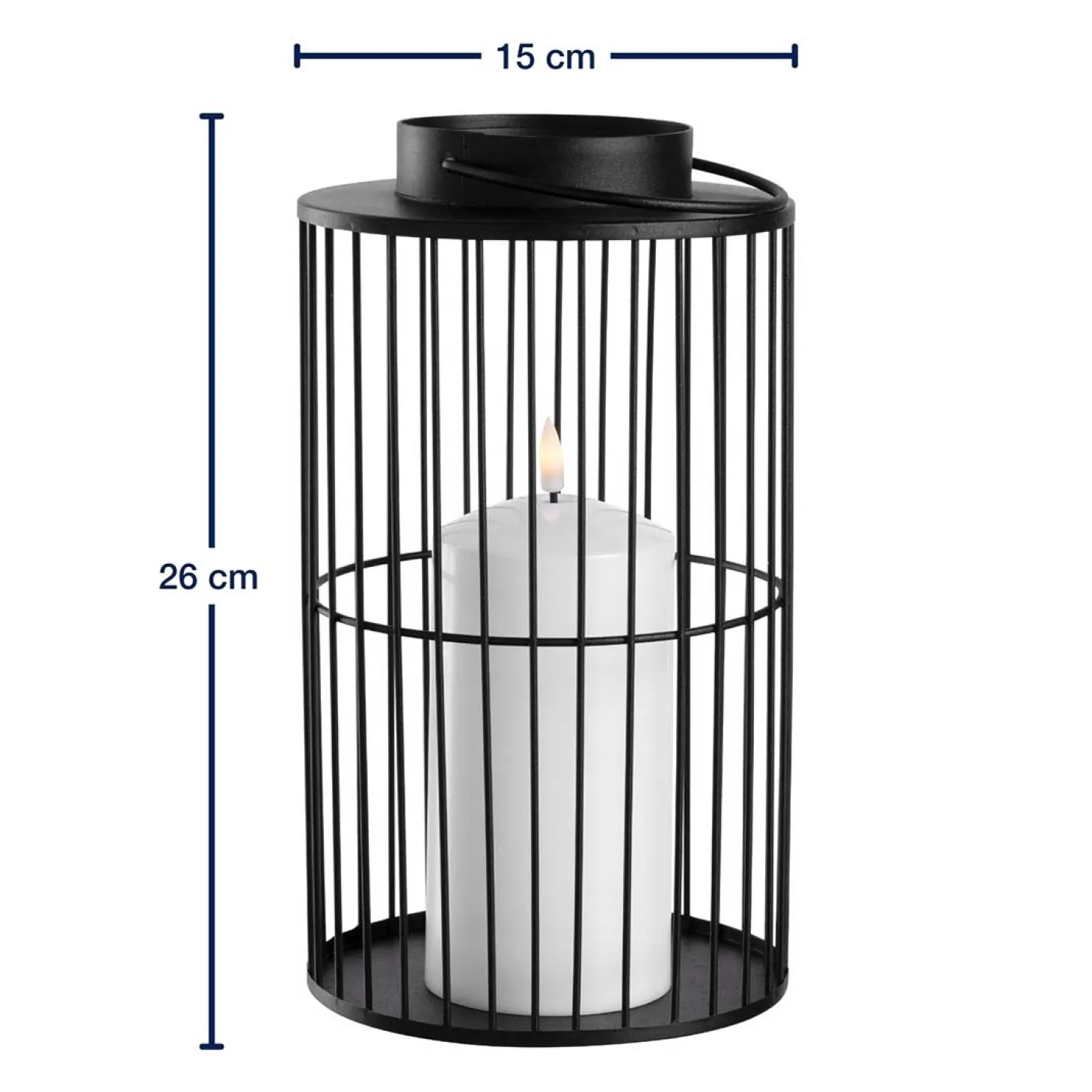 LED Laterne SILENZIO 26 cm schwarz