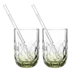 Matcha Latte Gläser GOCCE mit Glastrinkhalm 4-teilig