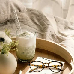 Matcha Latte Gläser GOCCE mit Glastrinkhalm 4-teilig