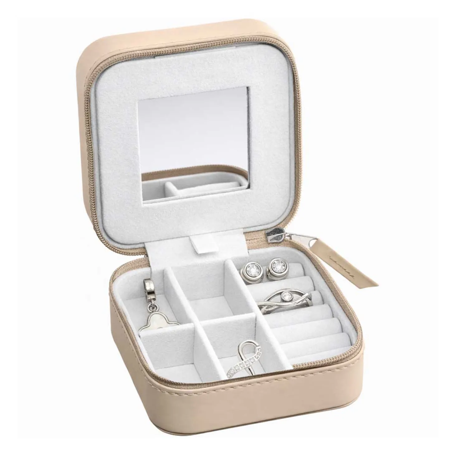 Reiseetui JEWELS taupe 10x10 cm