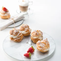 Servierplatte TURN 33 cm weiß Marmoroptik