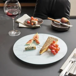 Servierplatte TURN 33 cm weiß Marmoroptik