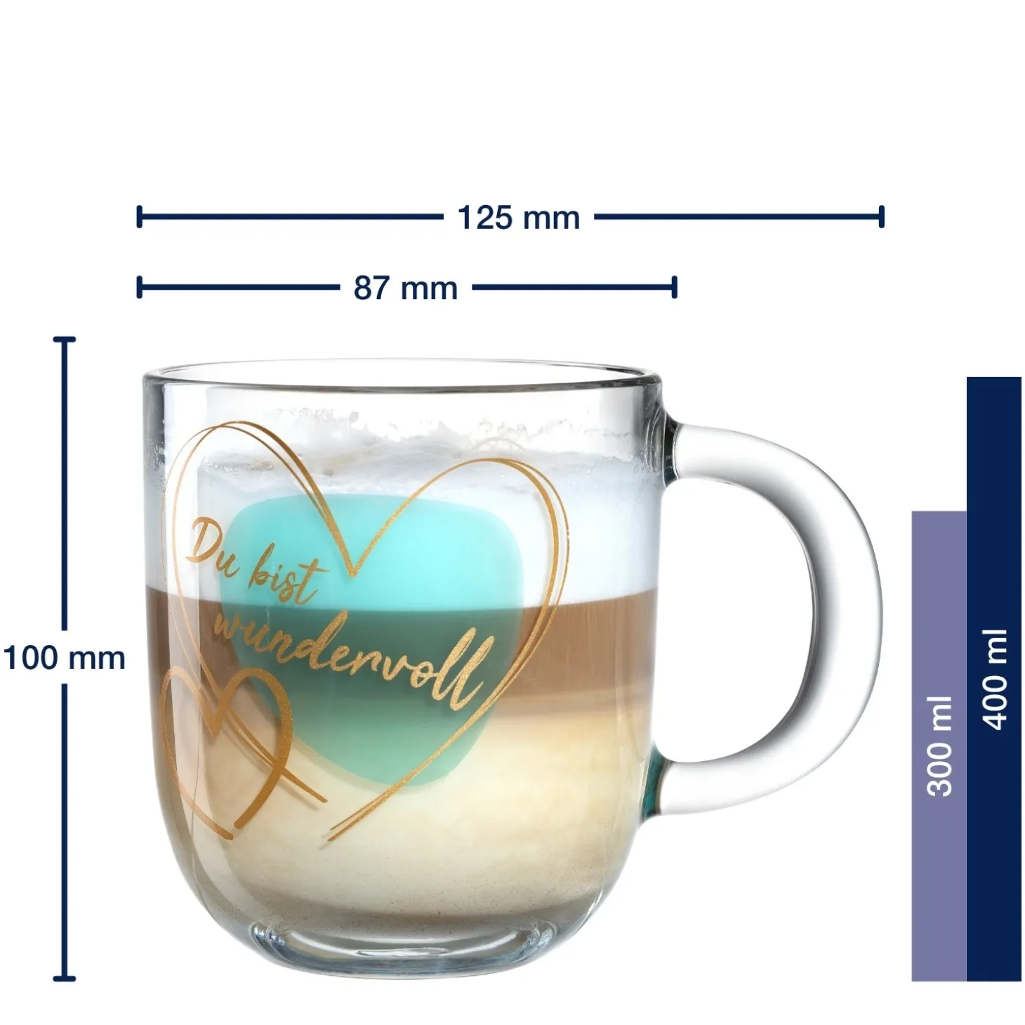 Tasse EMOZIONE 400 ml türkis 'Du bist wundervoll'