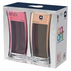 Trinkglas SWING 450ml rot/champagner 2er-Set