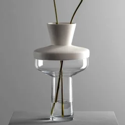 Vase RIVA mit Aufsatz 36 cm weiß