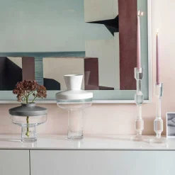 Vase RIVA mit Aufsatz 36 cm weiß