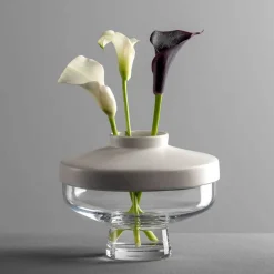 Vase RIVA mit Aufsatz 17 cm weiß