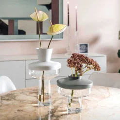 Vase RIVA mit Aufsatz 22 cm grau