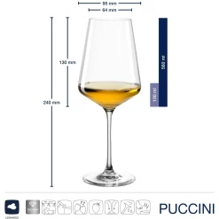 Weißweinglas PUCCINI 560 ml 6er-Set + Poliertuch