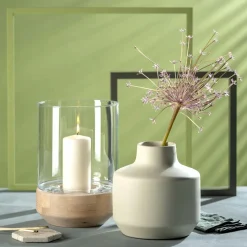 Windlicht auf Holzsockel LEGNO 30 cm