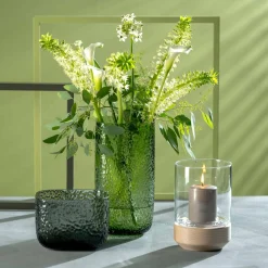 Windlicht auf Holzsockel LEGNO 21 cm