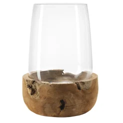 Windlicht TERRA 45 cm mit Teaksockel